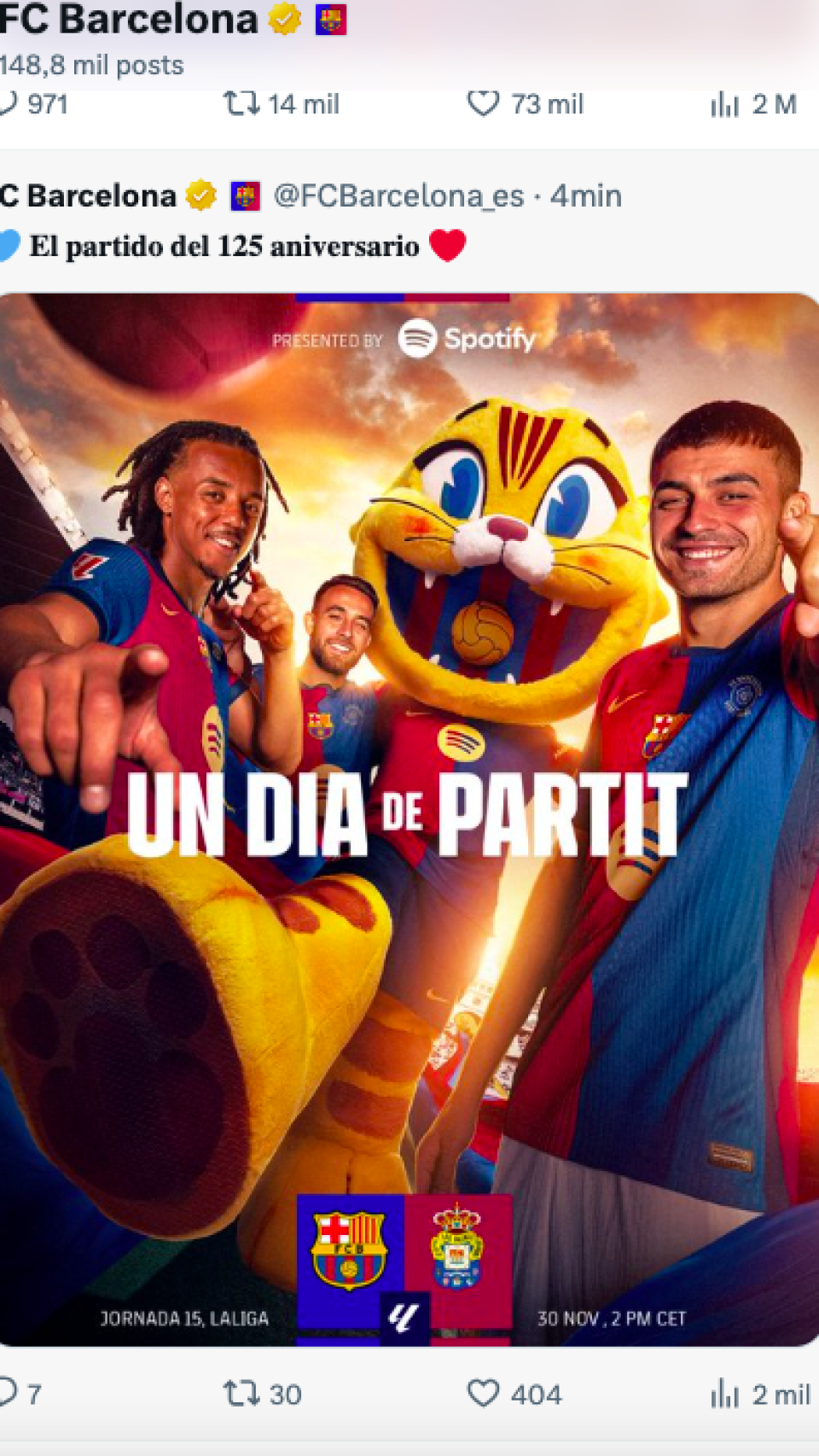 Cartel del Barça-Las Palmas