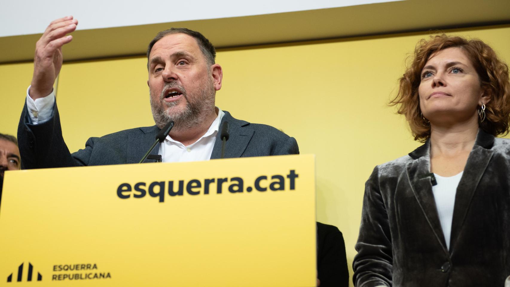 El expresidente de ERC y candidato a la reelección, Oriol Junqueras, tras ganar la primera vuelta del congreso