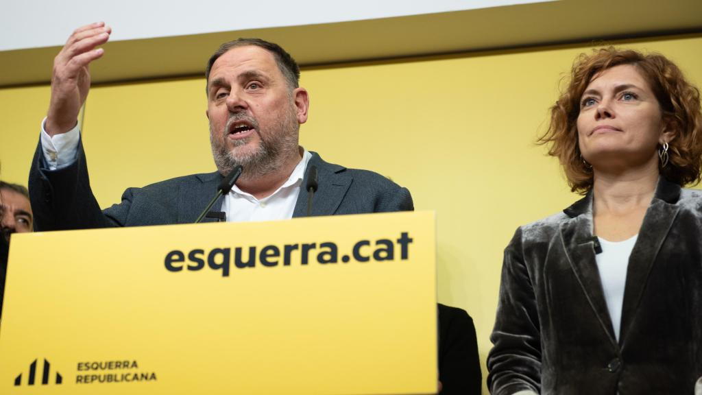 El expresidente de ERC y candidato a la reelección, Oriol Junqueras, tras ganar la primera vuelta del congreso