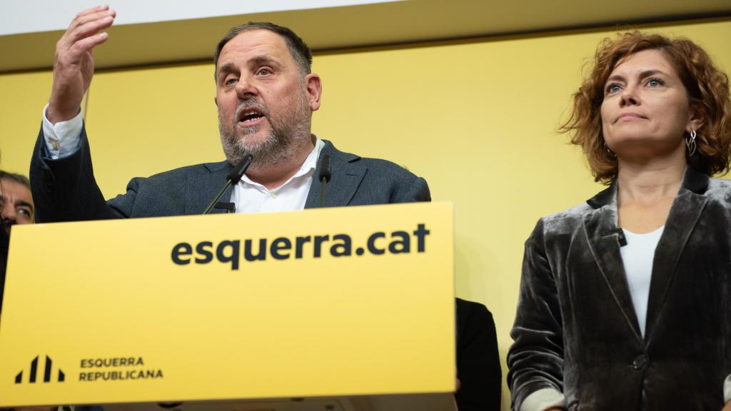 El expresidente de ERC y candidato a la reelección, Oriol Junqueras, tras ganar la primera vuelta del congreso