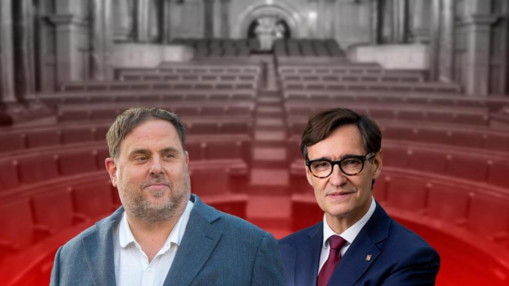 Fotomontaje del expresidente de ERC, Oriol Junqueras, y el presidente de la Generalitat, Salvador Illa