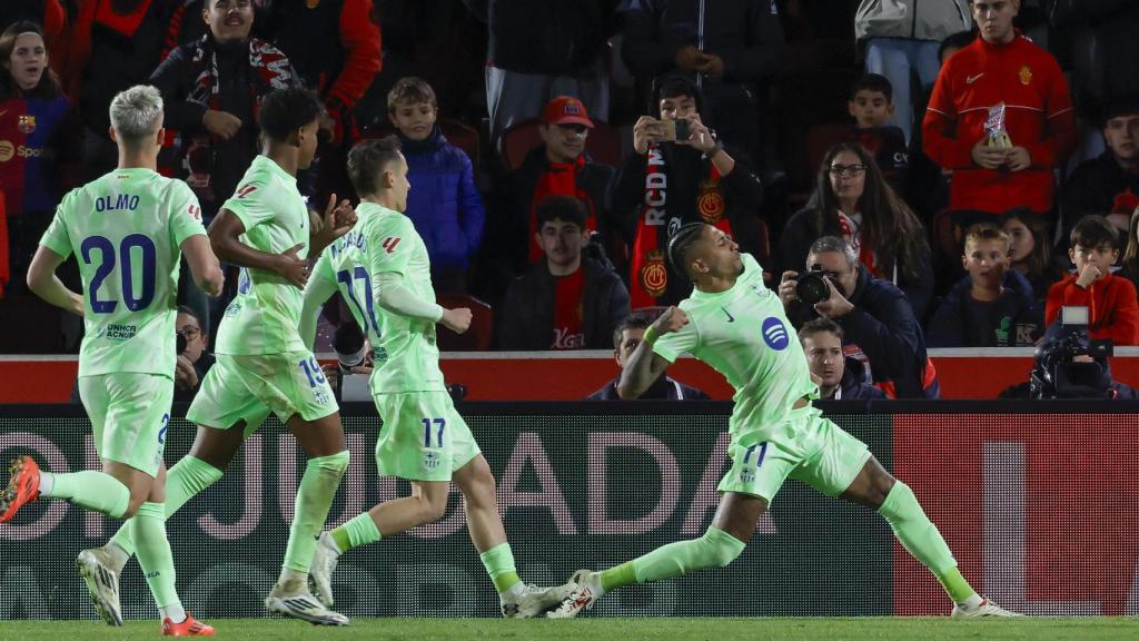 Raphinha celebra su gol al Mallorca