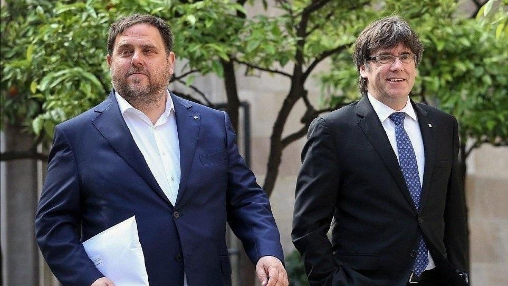 Oriol Junqueras y Carles Puigdemont, en 2018