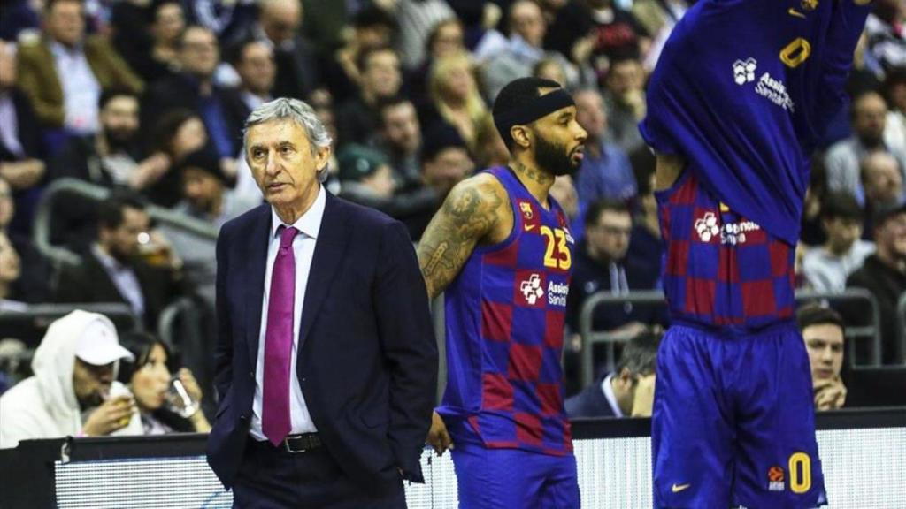 Malcolm Delaney y Svetislav Pesic en el Barça de basket (temporada 2019-20)