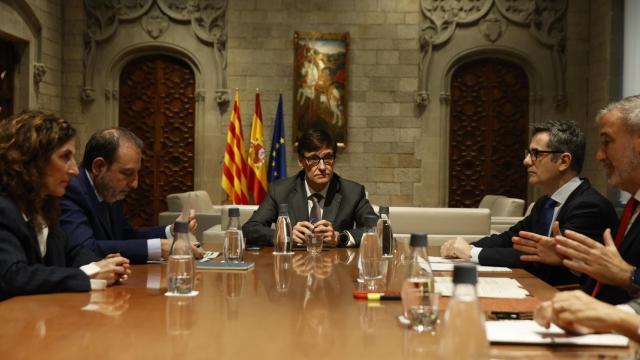 Reunión entre el 'president' Salvador Illa, el ministro Félix Bolaños, el 'conseller' Ramon Espadaler y el alcalde de Barcelona, Jaume Collboni, en la Generalitat