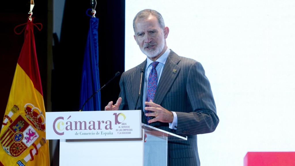 El rey Felipe VI, presidiendo el pleno extraordinario de la Cámara de Comercio de España