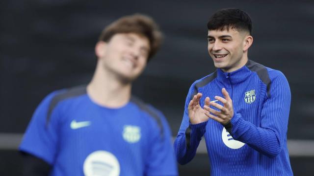 Pedri, durante un entrenamiento del Barça en la Ciutat Esportiva