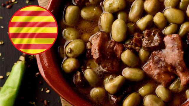 Fotomontaje habas a la catalana y bandera de Cataluña