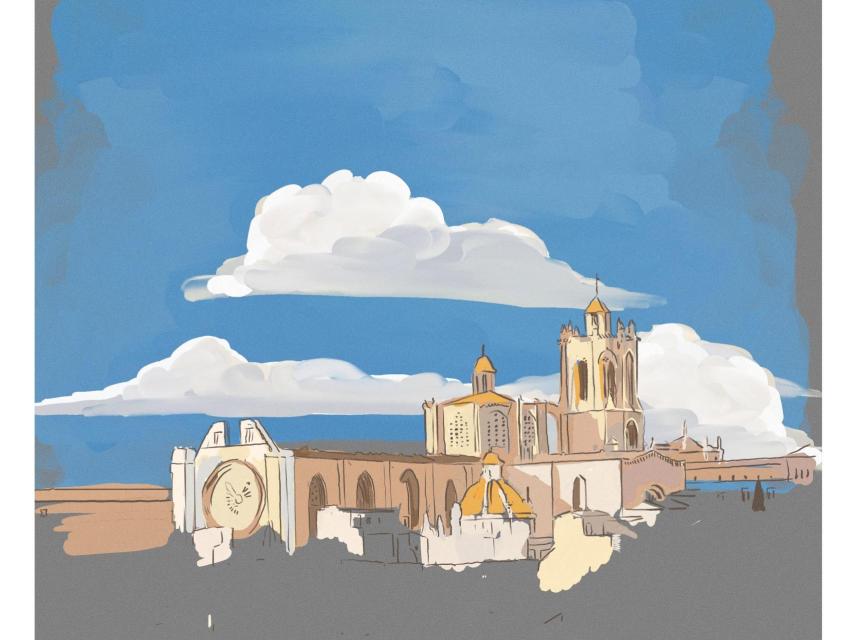 Vista de la parte alta de Tarragona, ilustración de Alicia Caboblanco