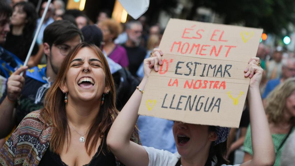 Imagen de archivo de una manifestación de Plataforma per la Llengua