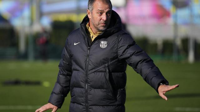 Hansi Flick en el entrenamiento previo al Barça-Leganés