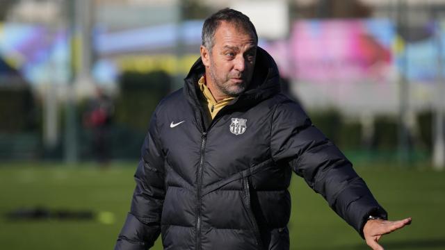 Hansi Flick en el entrenamiento previo al Barça-Leganés