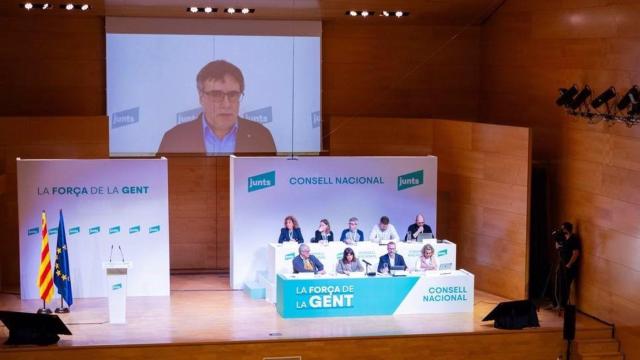 El presidente de Junts, Carles Puigdemont, en intervención telemática ante el Consell Nacional