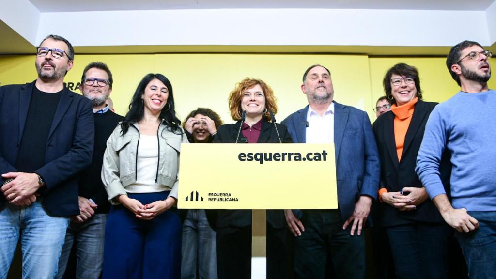 Elisenda Alamany y Oriol Junqueras celebrando la victoria