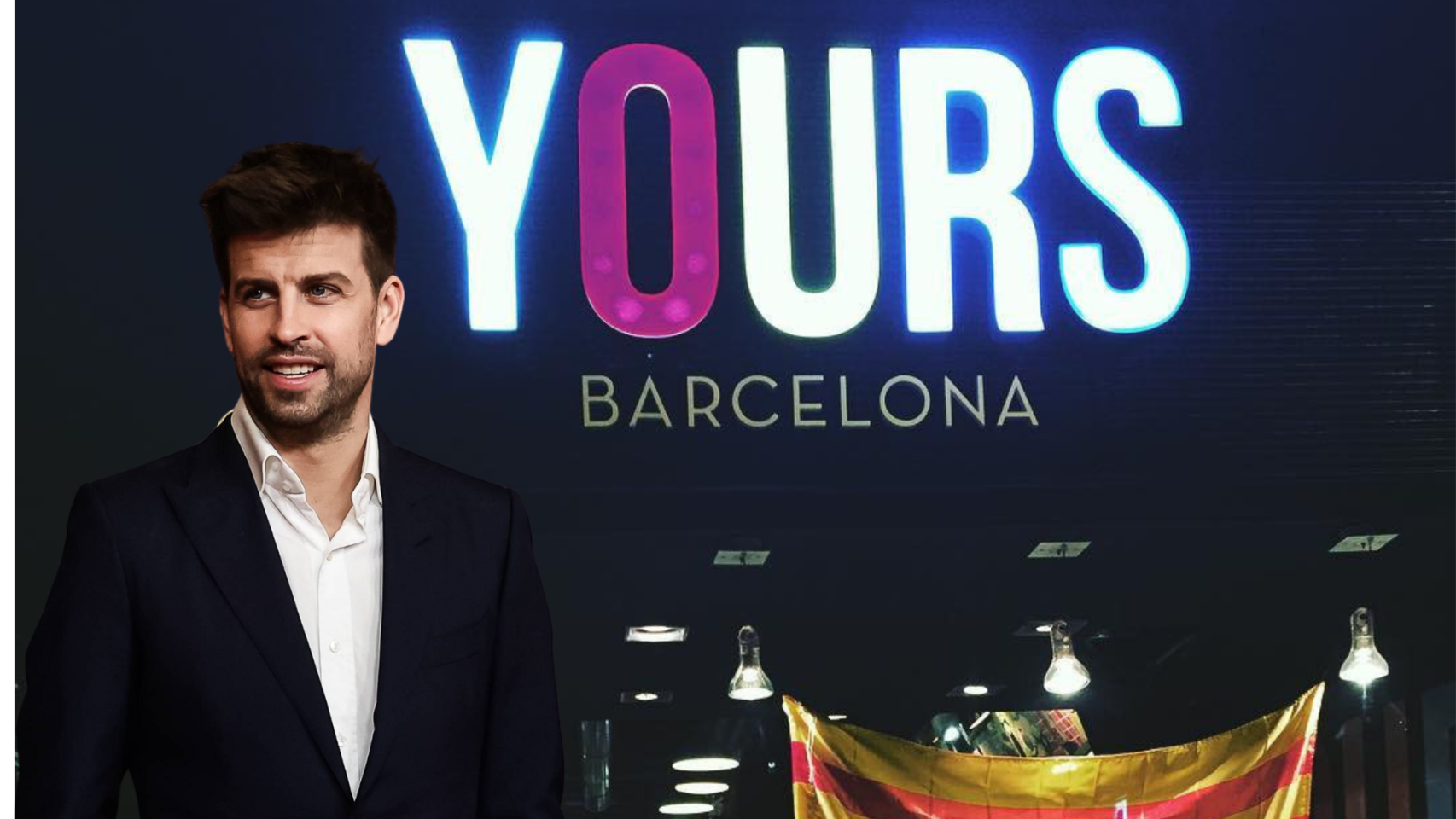 Gerard Piqué, en un montaje junto a 'Yours' uno de los restaurantes de su propiedad