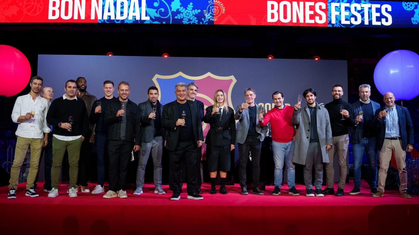 Laporta lidera la cena de Navidad del Barça 2024 en el Palau Blaugrana