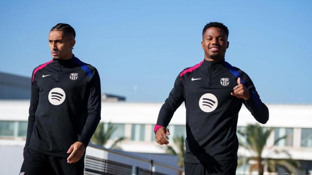 Ansu Fati y Raphinha, en el entrenamiento