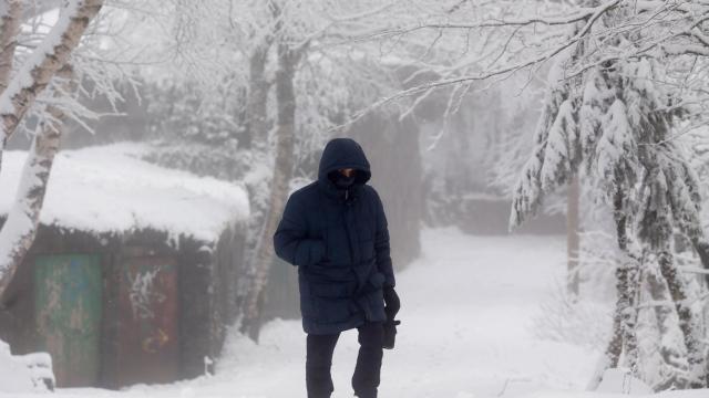 Una persona pasea por la nieve