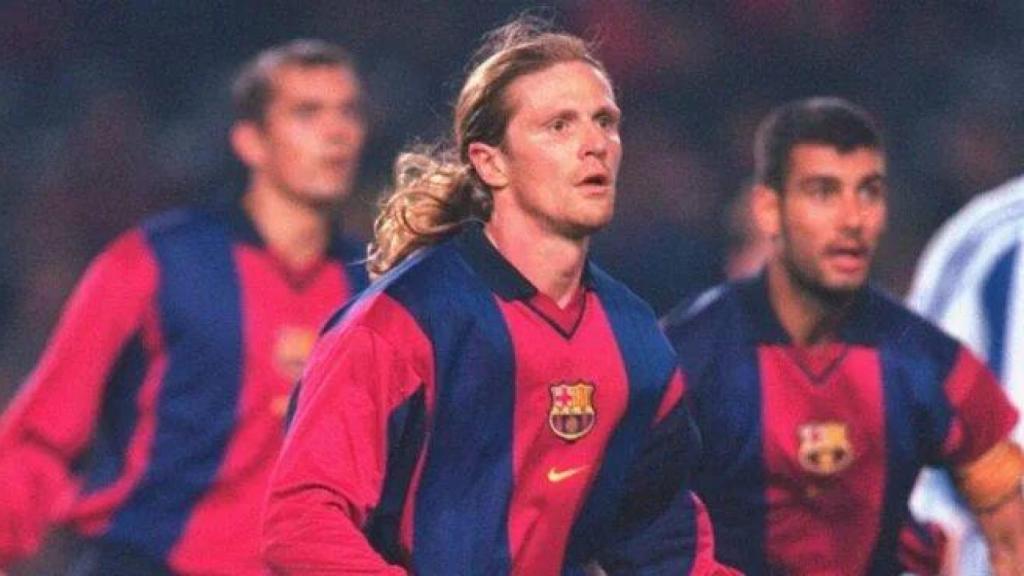 Emmanuel Petit, con el Barça