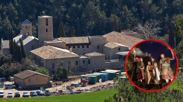 Fotomontaje Monasterio de Sant Benet de Bages y pesebre viviente