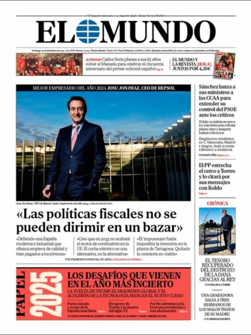 Imagen de la portada del diario 'El Mundo'