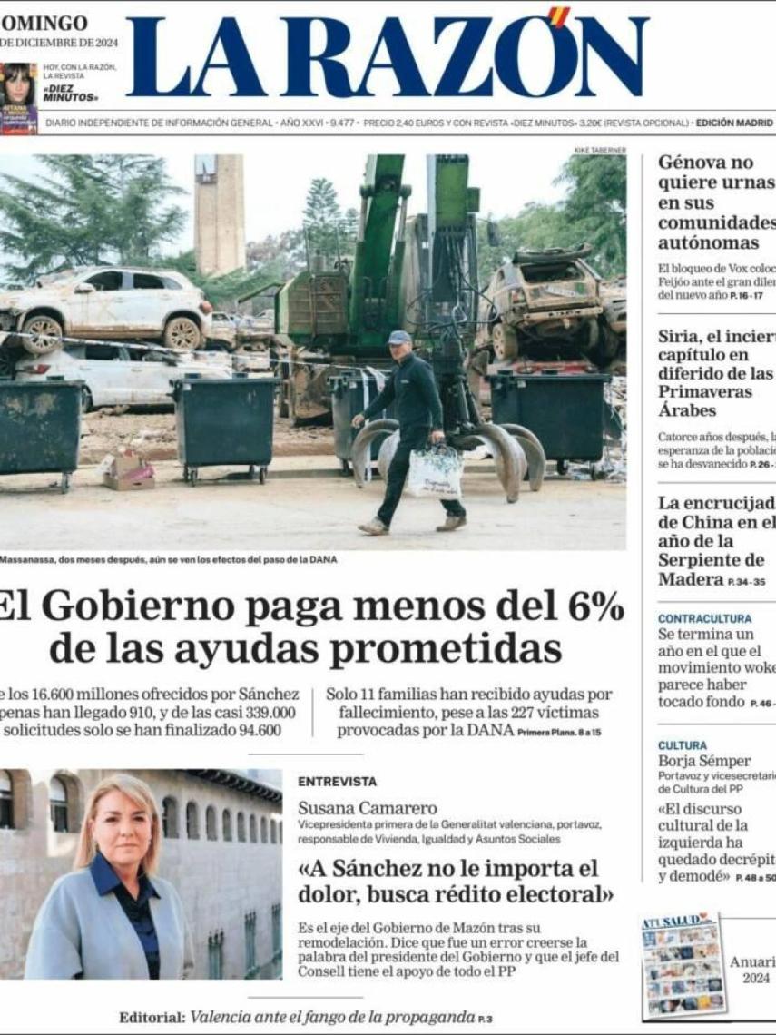 Imagen de la portada del diario 'La Razón'