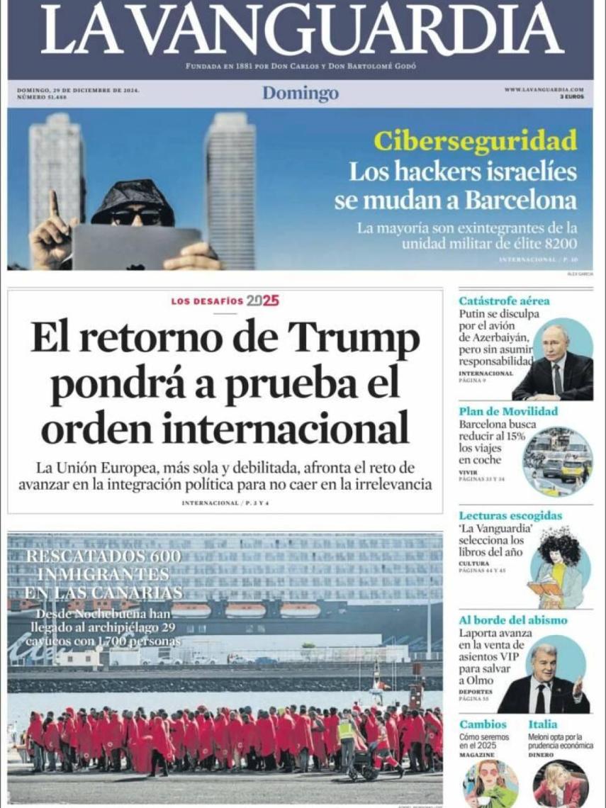 Imagen de la portada del diario 'La Vanguardia'