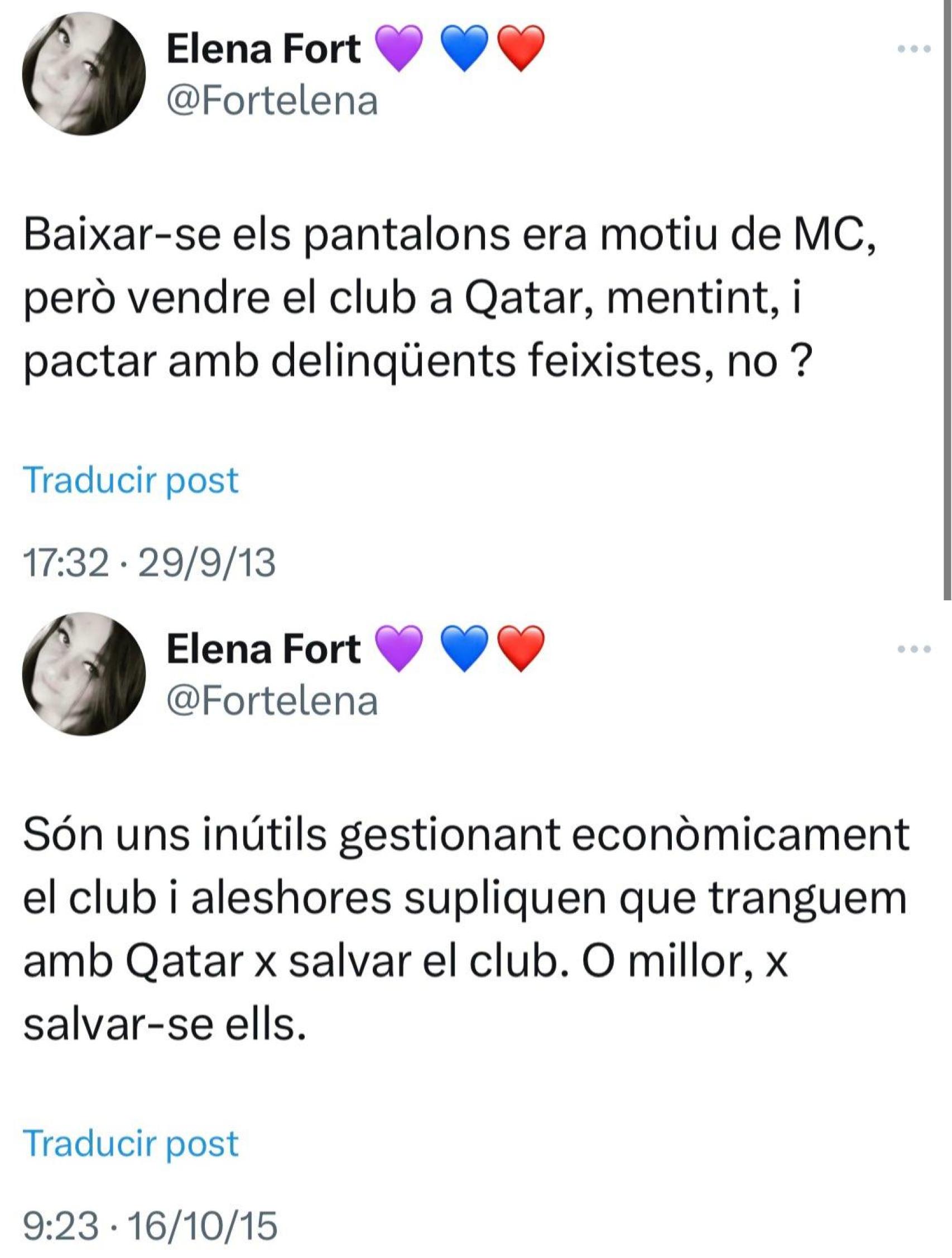 Las críticas de Elena Fort sobre Qatar antes de entrar en la junta del Barça