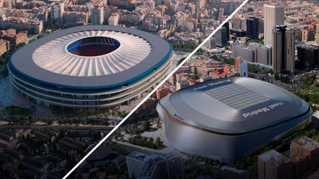 El Camp Nou y el Santiago Bernabéu, cara a cara en un fotomontaje