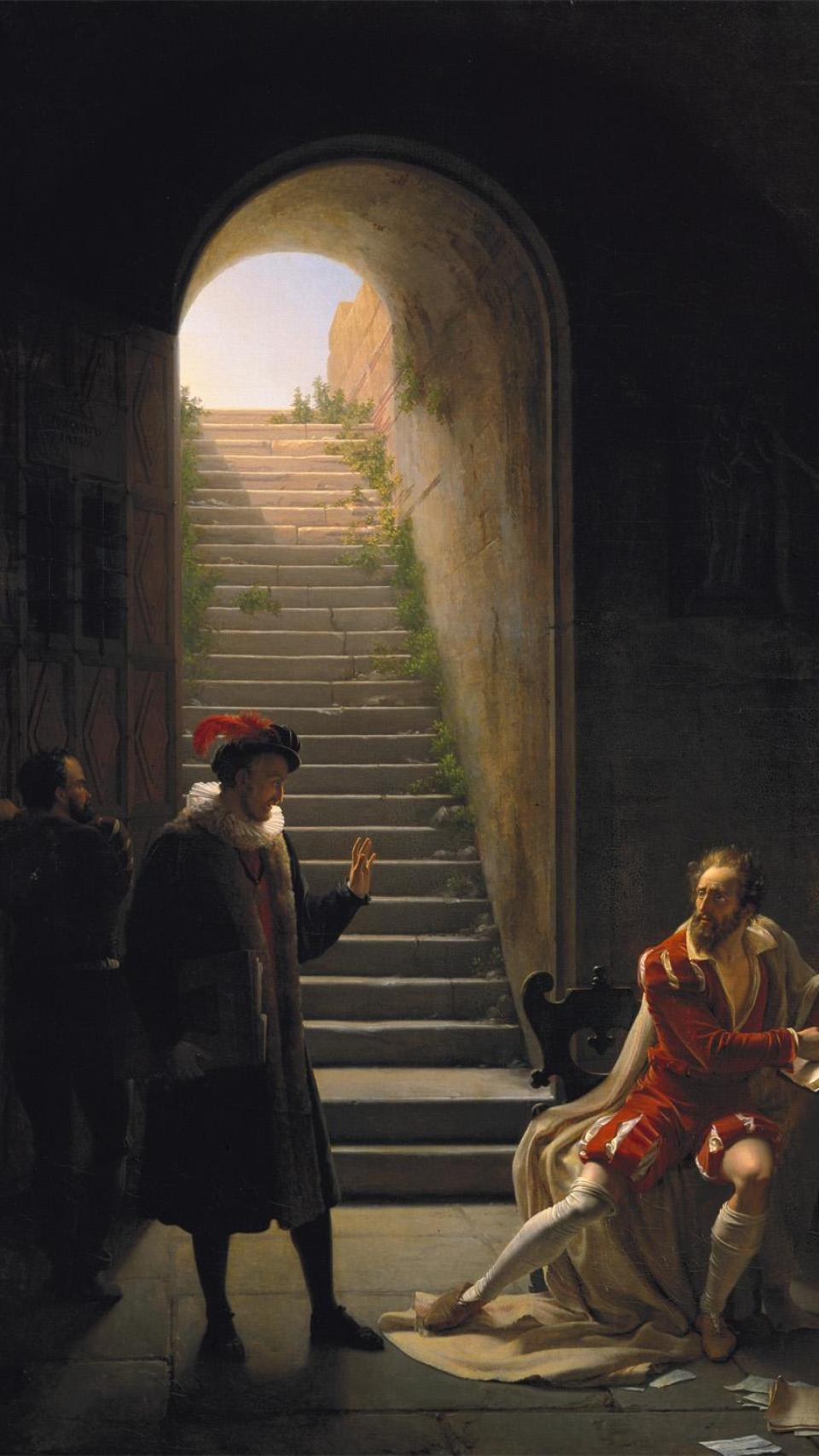 'Le Tasse en prison visité par Montaigne', de Fleury François Richard (1821)