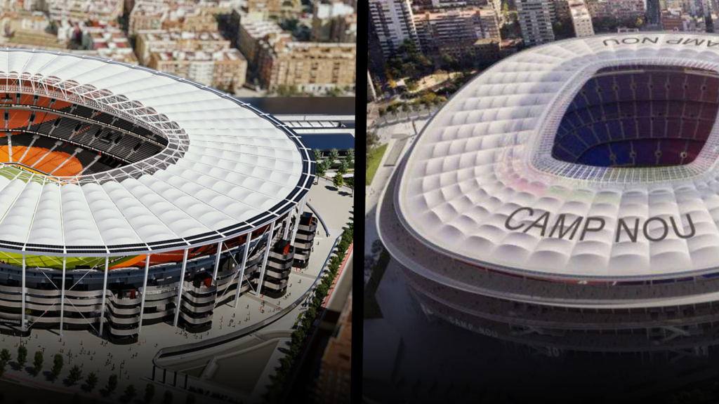 El Nou Mestalla y el nuevo Camp Nou en un fotomontaje