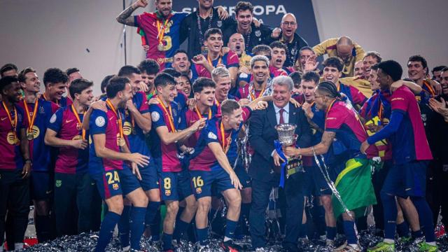 Laporta, eufórico, tras ganar la Supercopa