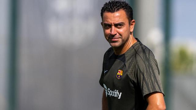 Xavi Hernández, durante una sesión de entrenamiento con el Barça / FCB