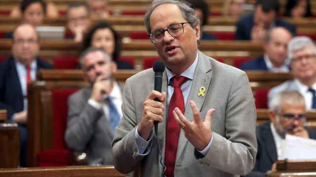 El presidente Quim Torra, en el Parlament / Efe