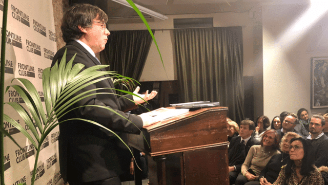 Carles Puigdemont, expresidente de la Generalitat prófugo de la justicia, en Londres (Reino Unido) ayer / Gencat