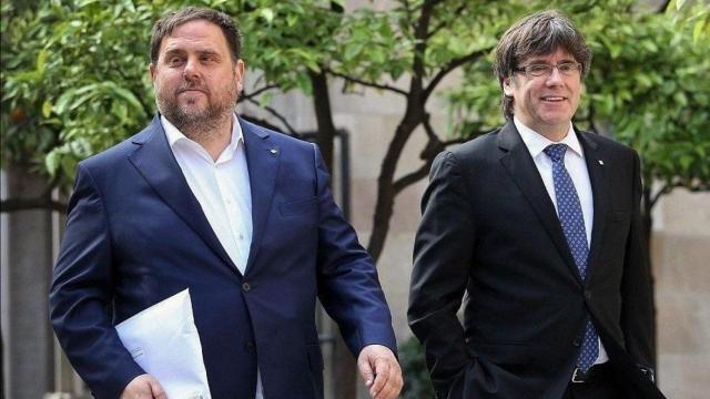 Oriol Junqueras y Carles Puigdemont, en 2018