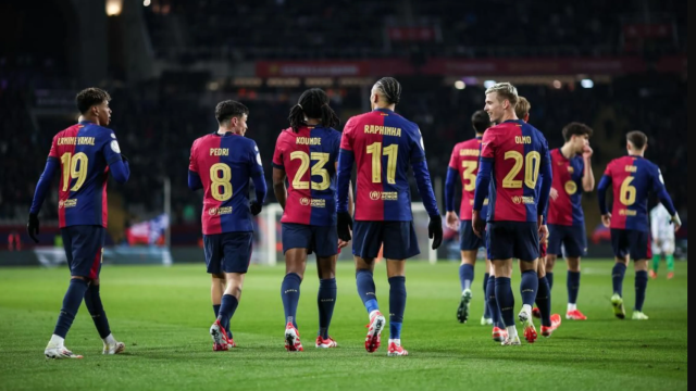 Los jugadores del Barça celebran un gol contra el Betis en Copa del Rey