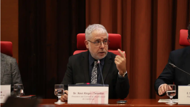 El presidente del CAC, Xevi Xirgo, en la sesión de control parlamentaria de la CCMA