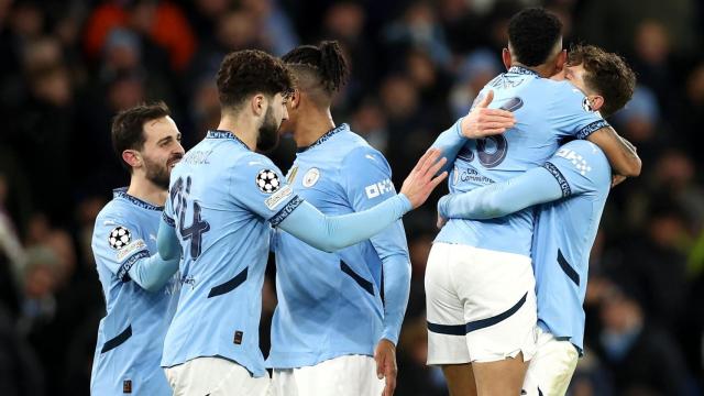 Los jugadores del Manchester City celebran su victoria ante el Brujas