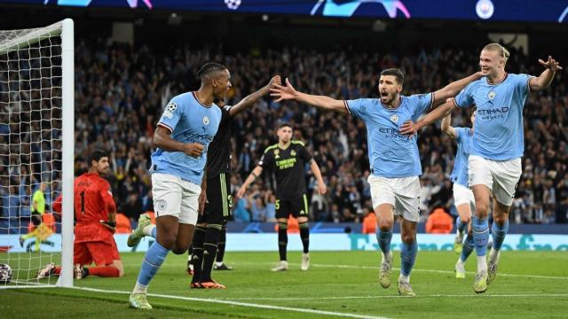 El City celebra su victoria de 2023 ante el Real Madrid