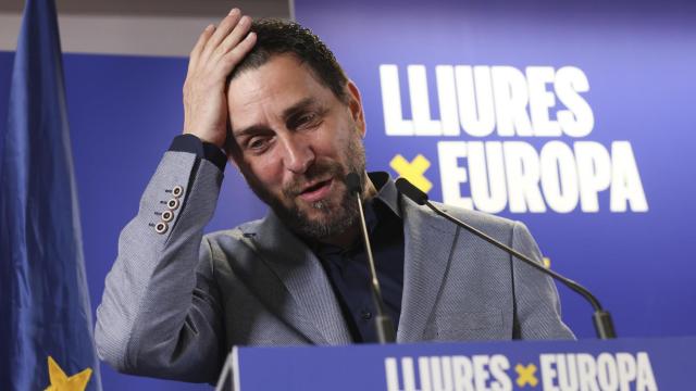 El eurodiputado de Junts per Catalunya Antoni Comin durante una rueda de prensa en Bruselas