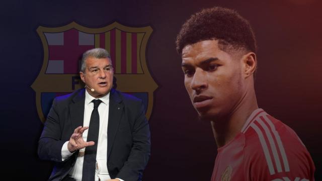 Joan Laporta y Marcus Rashford, en un fotomontaje de Culemanía