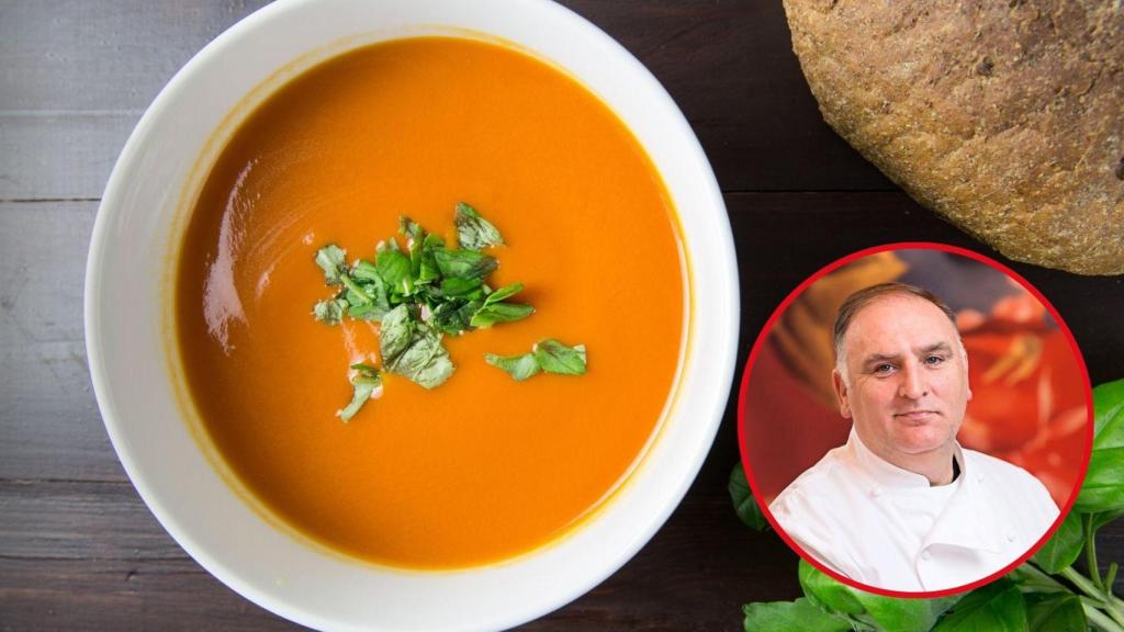 Fotomontaje José Andrés y crema de verduras