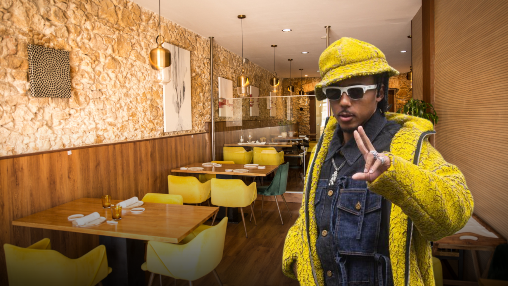 Jules Koundé con un restaurante en un fotomontaje