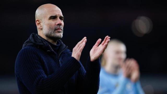 Pep Guardiola, entrenador del Manchester City, en un partido de Premier League