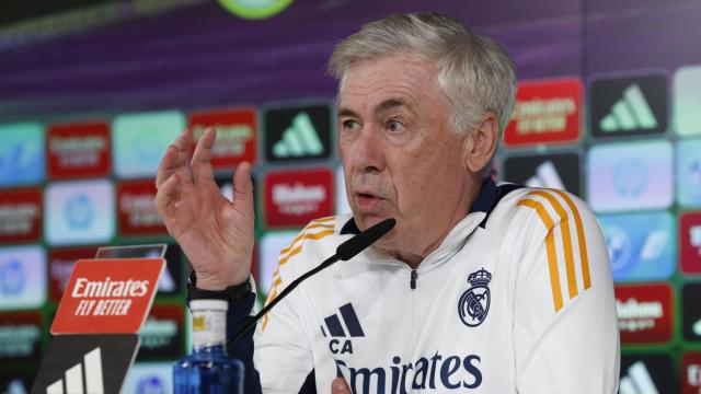 Carlo Ancelotti, en la rueda de prensa previa al derbi entre Real Madrid y Atlético de Madrid