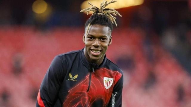 Nico Williams, atacante del Athletic Club, durante un entrenamiento