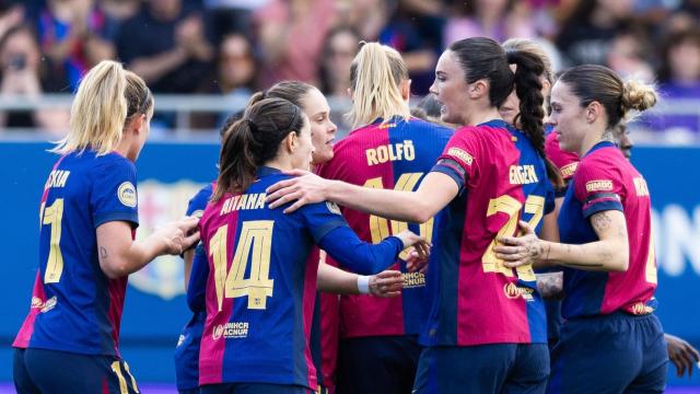 La euforia de las jugadoras del Barça Femenino tras ganar al Valencia en la Liga F