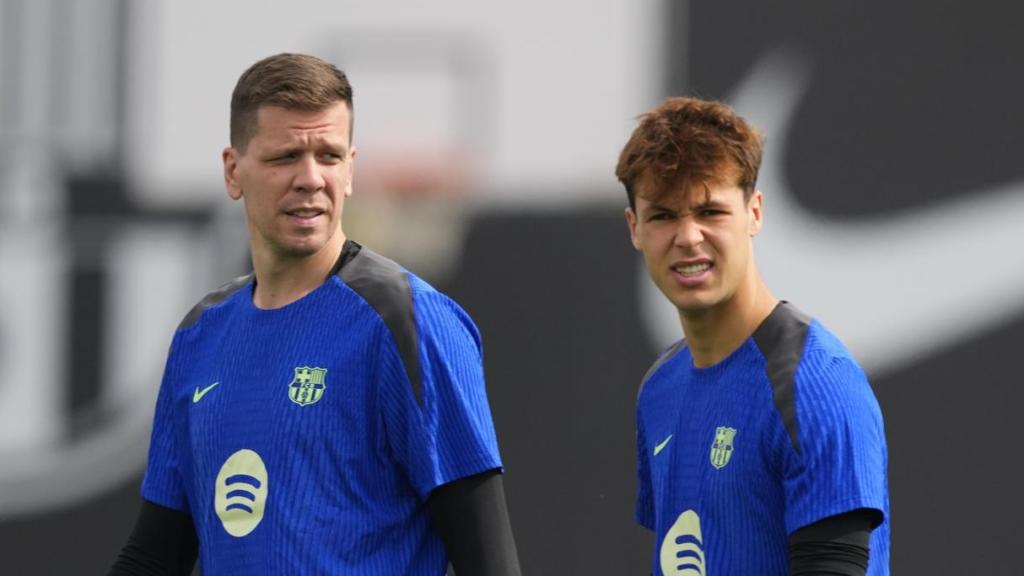 Wojciech Szczesny y Diego Kochen en la ciudad deportiva del Barça