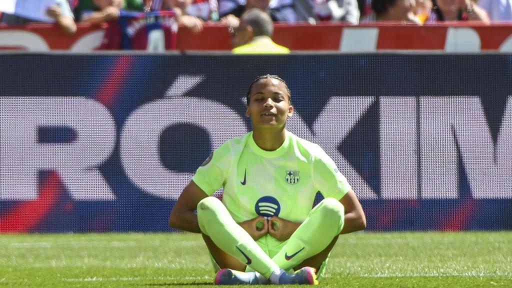 Vicky López celebra su gol en el Barça Femenino-Granada